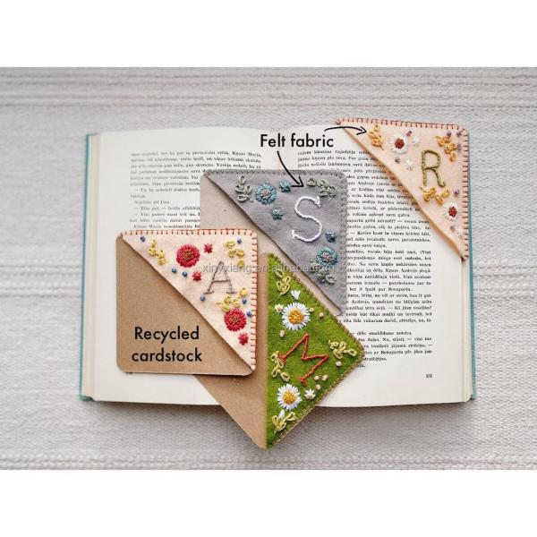 Quality Factory wholesale Personalized Hand Embroidered Corner Bookmark, Hand Stitched for sale