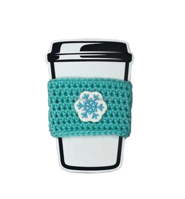 China Factory Custom Crochet Reusable Cup Cozy Coffee Sleeve Hand Protector Drink Grip for Paper Cups, Knitted Chunky crochet cup cozy for sale