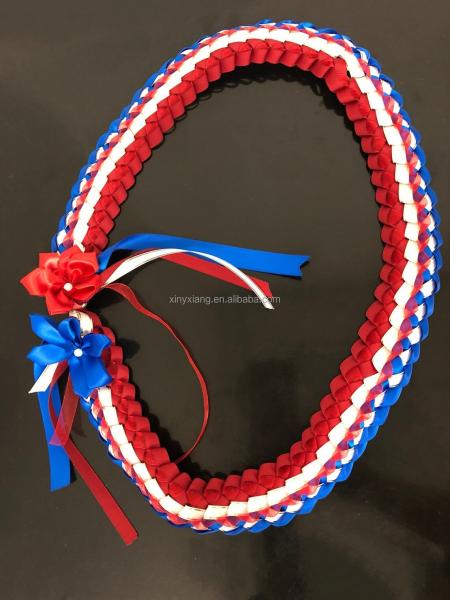 Quality Factory Custom Rainbow Pride Lei, Rainbow Flag, Ribbon Hand Woven Wreath for sale
