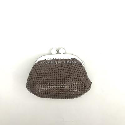 China Factory Custom Vintage Metal Mesh Coin Purse Kiss Lock Clasp Buckle Coin Purse, Buckle Coin Purse Aluminum Metal Mesh Pouch for sale