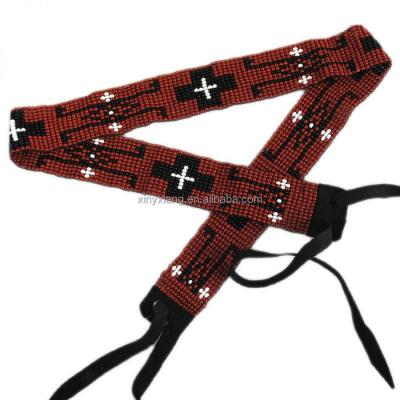 China Factory Custom Beaded Stretch Belt, vintage beaded stretch belt with teak wood buckle, Rainbow Handmade Beaded Stretchy Belt for sale