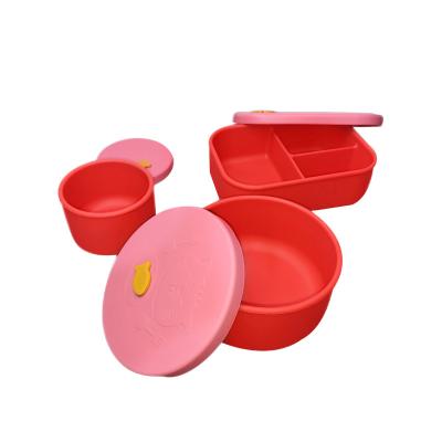 China Durable 3pcs Silicone Baby Feeding Set Non Toxic Plate Dividers For Food for sale