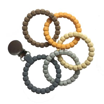 China Eco Friendly Silicone Baby Teether Ring Shape Soft Teething Chew Beads for sale