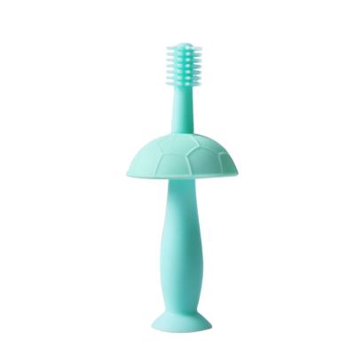 China Baby Teether Silicone Factory Price 360 Degree Cleaning Infants Toothbrush Shape for sale