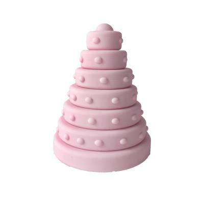 China Lead Free Silicone Stacking Toy Food Grade Early Learning Toys For Infants for sale