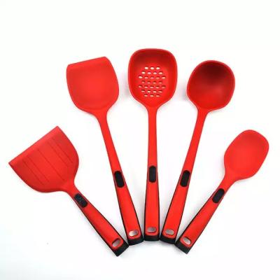 China BPA Free 5 Pieces Silicone Spatula Kitchenaid Cooking Utensils Set Heat Resistant for sale