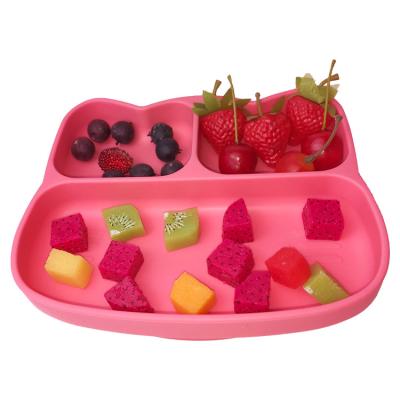 China Silicone Suction Plate Oem Customized Food Grade Cat Shape Kids Feeding Set Baby for sale
