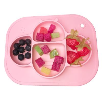 China Non Toxic Silicone Baby Tray Bee Shape BPA Free Divided Suction Plate Customized for sale