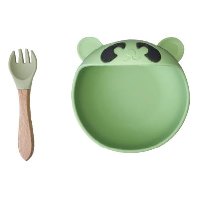 China ODM Silicone Baby Tray Bear Shape Feeding Suction Bowl And Spoon Microwave Safe for sale