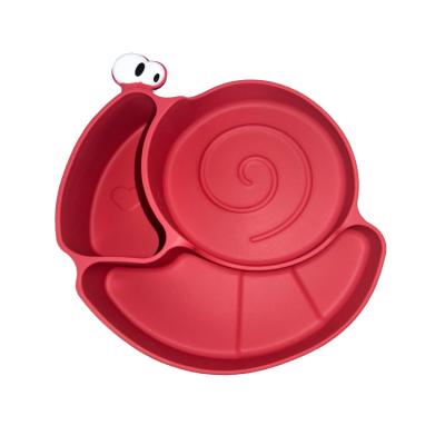 China Suction Silicone Feeding Tray Set Food Grade Infant Feeding Dish Snail Shape for sale