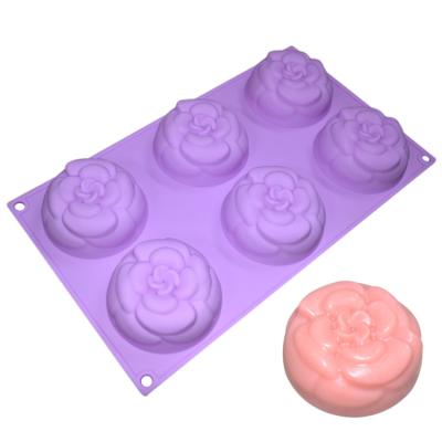 China Anti Tear Handmade Silicone Soap Mold 6 Cavities Flowers Shape For Cake Decoration for sale