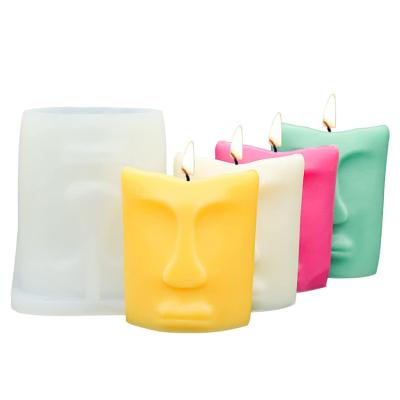 China Human Face Candle Silicone Moulds Eco Friendly Anti tear Reusable Candle Mold for sale