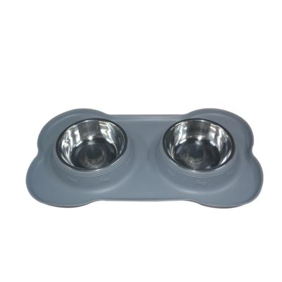 China Double Pack Silicone Pet Supplies Customized Logo Dog Pet Feeding Bowls for sale