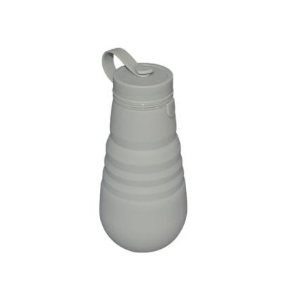 China Grey Silicone Collapsible Drinking Bottle Outdoor Sports Folding 500ml Water Bottle for sale