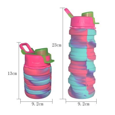 China Multi het Silicone van Kleurensporten het Drinken Fles Vouwbare Aangepaste 500ml Te koop