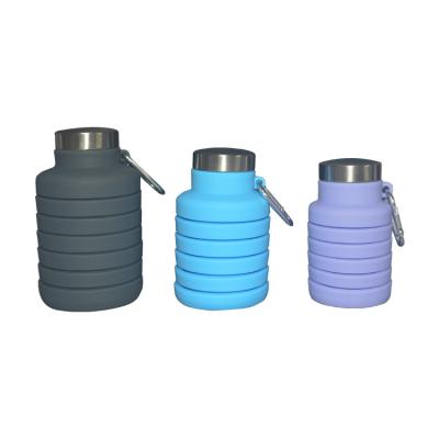 China Stocked Silicone Water Bottle 500ml Eco Friendly Collapsible Water Bottles for sale