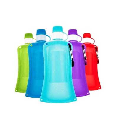 China botella de agua portátil diaria de los deportes al aire libre de la botella de agua plegable del silicón 0.5L en venta