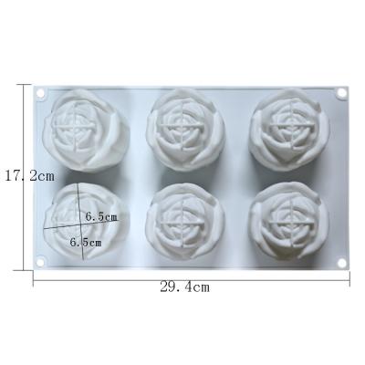 China Moldes del jabón de la categoría alimenticia de Rose Shaped Silicone Mould 3D de la decoración de la torta en venta