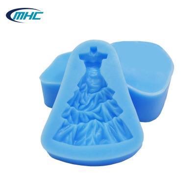 China Torta sostenible hecha a mano de la forma del vestido de Diy de los utensilios de la hornada del silicón que adorna el molde del silicón en venta