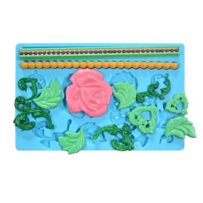 China Flower Silicone Baking Utensils Cake Making Furniture Lace Silicone Fondant Molds for sale