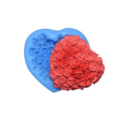 China Food Grade Silicone Baking Utensils Fondant Cake Heart Rose 3d Silicone Mold for sale