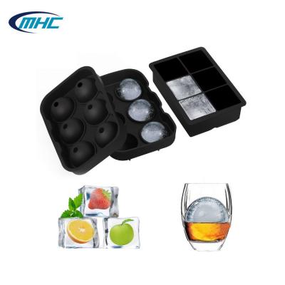 China 6 Cavities Silicone Ice Mold Stocked Ball Shaped Ice Cube Tray Customized for sale