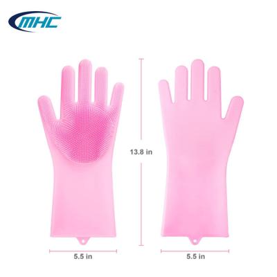 China A prueba de calor reutilizable de los guantes del lavaplatos del silicón de la cocina modificada para requisitos particulares en venta