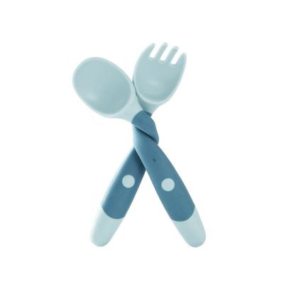 China Baby Silicone Feeding Spoon And Fork Plain Bendable BPA Free Eco friendly for sale