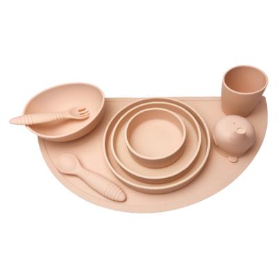 China Baby Plain Suction Bowl And Plate Set Silicone Food Grade With Spoon for sale