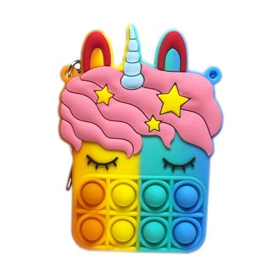 China Baby Silicone Products Toy Girls Girls Bag MHC Hot Sellers Unicorn Stress Relief Silicone Bag Popular Fingertip Wallet for sale