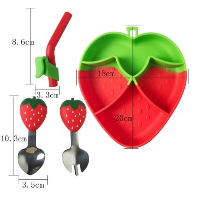 China MHC Fruit Design Silicone Baby Feeding Set BPA Free Strawberry Feeding Bowl Te koop