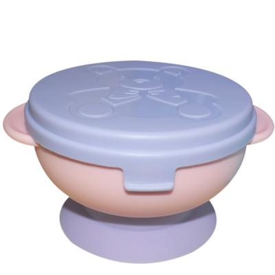 China Small Silicone Suction Bowl Plate Cup Baby Silicone Divided Plate Spoon With Lid Set en venta