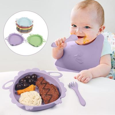 China Sheep Divided Safe Infant Food Plate Baby Silicone Led Weaning Feeding For Toddlers à venda