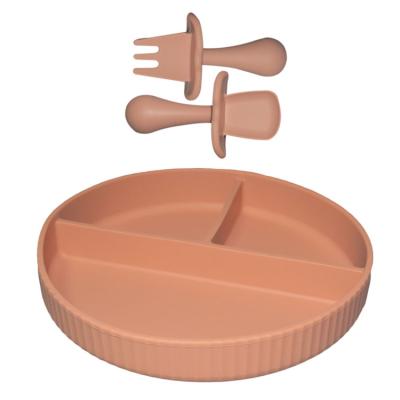 China MHC utensilios de mesa para niños plato silicona de alimentación para bebés conjunto de silicona para niños pequeños tenedor y cuchara pecho de comer para niños en venta