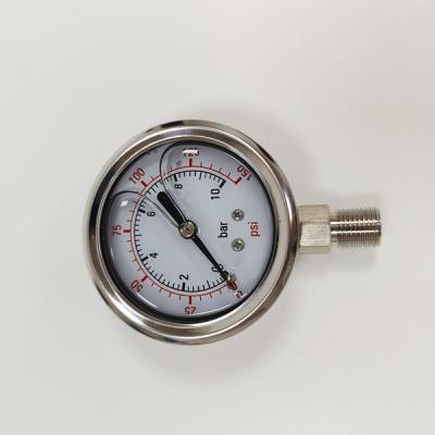 China Brass Connection Air Vacuum Filled Oil Pressure Gauge 10 Bar 150 Psi Water Filter Spare Parts for sale