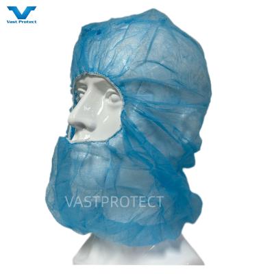 China Class I Medical Disposable Nonwoven Hood For Protective Food Processing In White Blue for sale