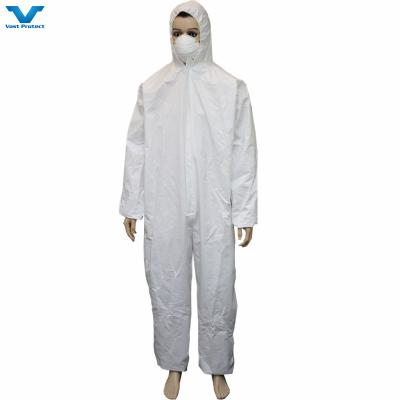 China White Disposable Hooded Coverall For Water Proof Function Polyethylene Material for sale