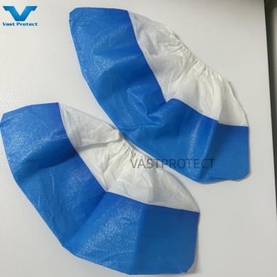 China 17 X 40cm Customized Blue PP CPE Anti Slip Disposable Shoe Cover For Food Processing for sale