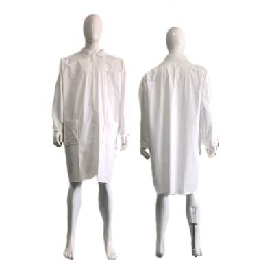 China White Microporous Waterproof Dustproof Unisex Uniform Lab Coat with Elastic Wrists Cuffs for sale