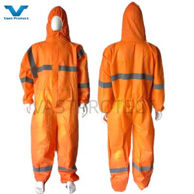 China CE Certified Medical Nonwoven Type 5 6 Disposable Coverall Suit with Reflective Tape for sale