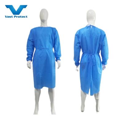 China Vestido quirúrgico SMS PPE antistatico para el hospital Vestido de aislamiento azul impermeable 120 X 140cm en venta