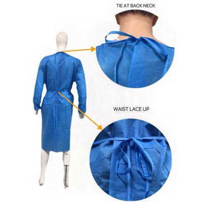 China 120 X 140cm SMS Isolation Gown Durable Lightweight Protection With CE Certification for sale