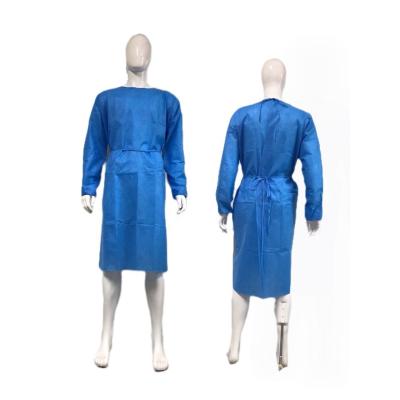 China ANSI Compliant Blue Disposable SMS Isolation Gown 120 X 140cm For Breathable Protection for sale