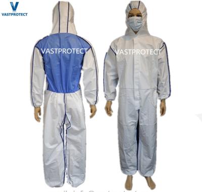 China Type4 Disposable Bounded Safety Clothes with Back SMS Panel Serged Seam Shipping Cost for sale