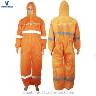 China Disposable Coveralls with Reflective Stripes in Microporous/SMS/Non Woven/PP Material for sale