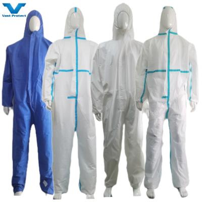 China Disposable Non Woven PP SMS Micro Porous Working Coveralls with Logo Sticker Free for sale