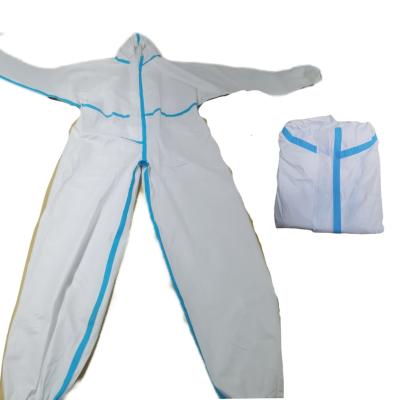 China Microporous Film Protective White Hooded Coveralls With Stick Strip Samples for sale