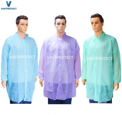 China Disposable SMS Lab Coats With Waterproof Benefit And Professional Cotton Knitted Cuff for sale