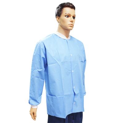 China White Blue Disposable SMS Lab Coats With Zipper Closure And Guarantee Period Two Years for sale