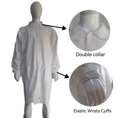 China Stock Uniform White Anti Static Lightweight Lab Coat Visitor Coat for sale